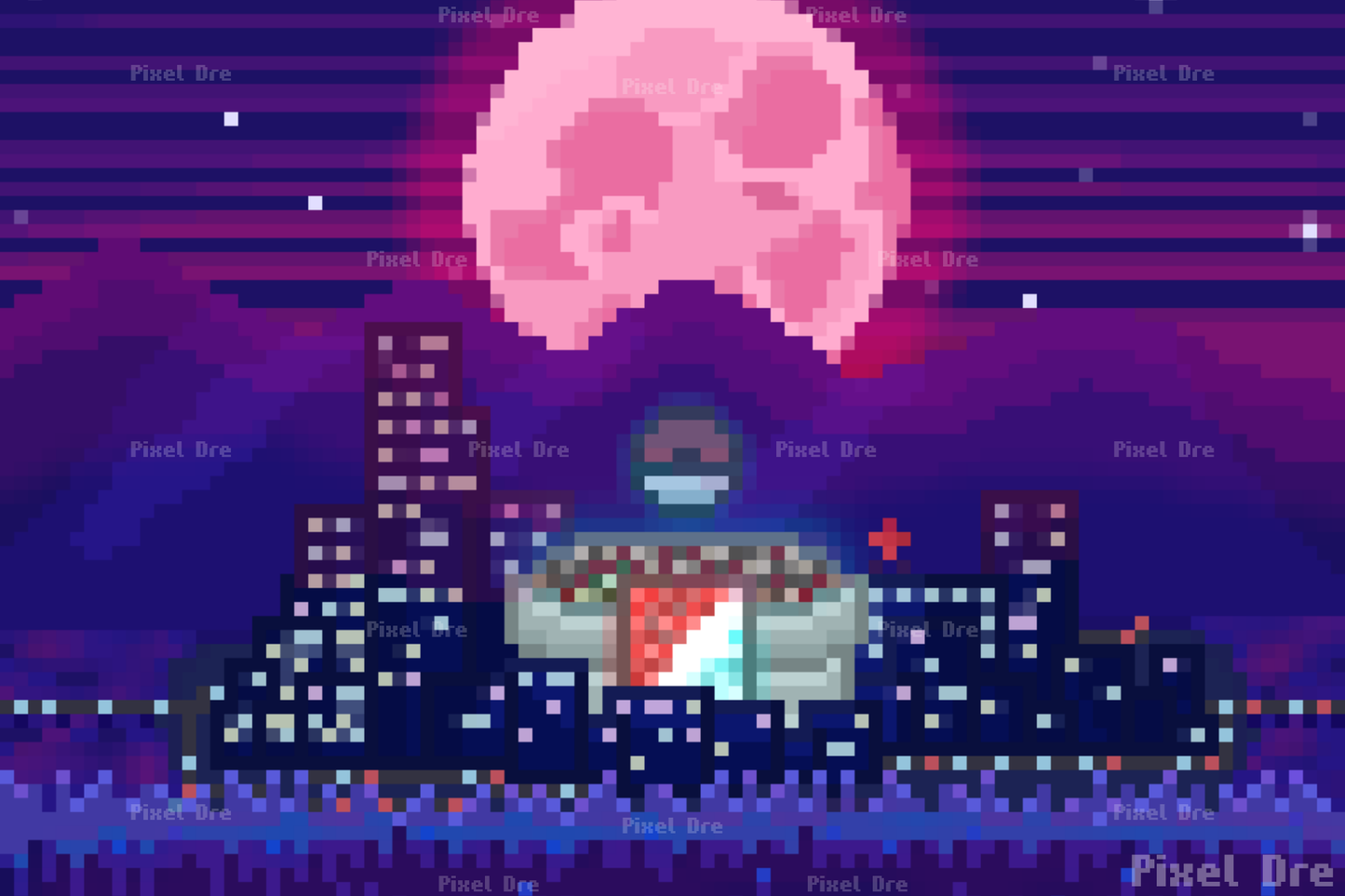 Poke Town Pixel Art Print