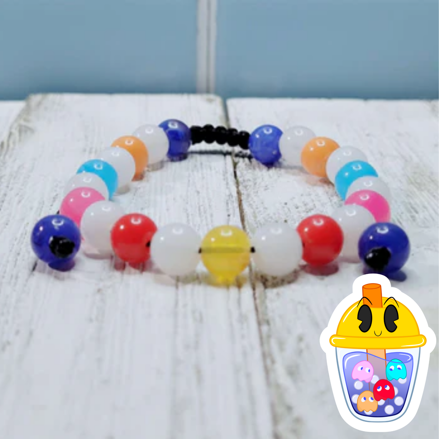 Pac-Man Adjustable Bead Bracelet