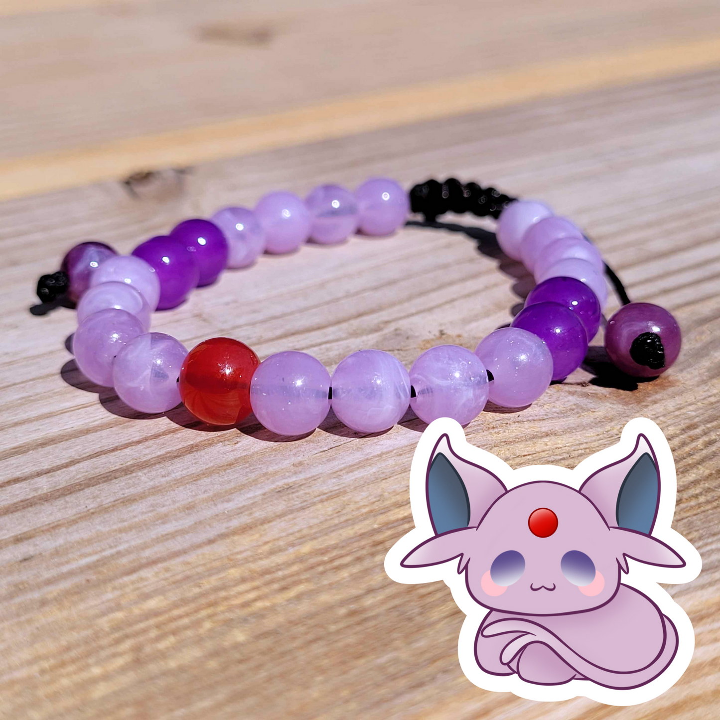 Espeon Adjustable Bead Bracelet