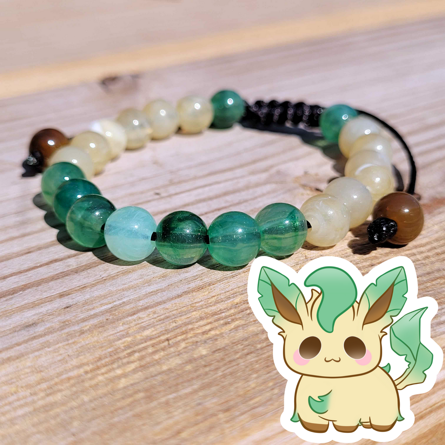 Leafeon Adjustable Bead Bracelet