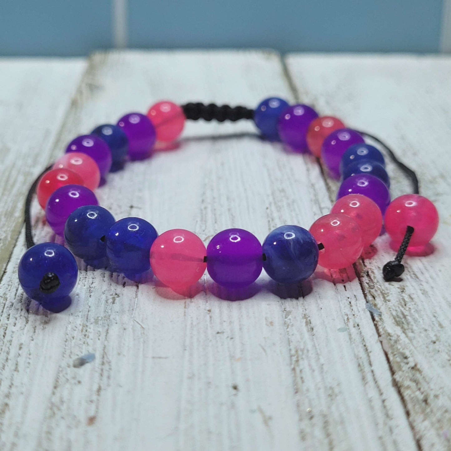Bisexual Pride Adjustable Bead Bracelet