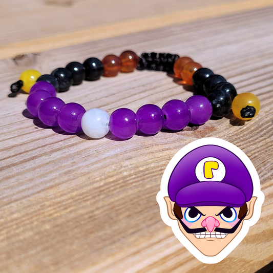 Waluigi Adjustable Bead Bracelet