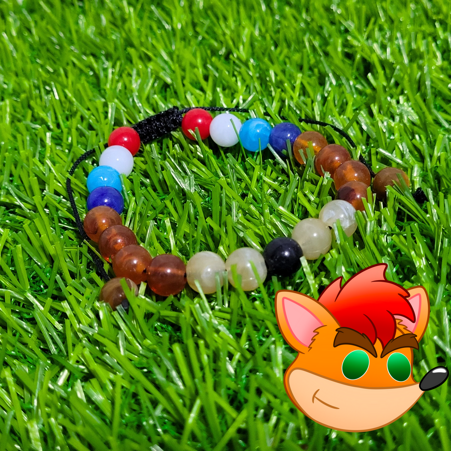 Crash Bandicoot Adjustable Bead Bracelet