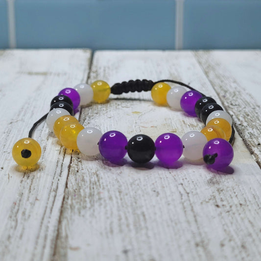 Non-Binary Pride Adjustable Bead Bracelet