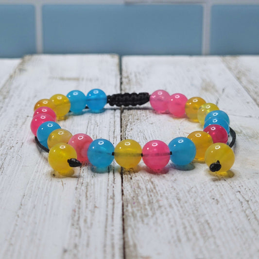 Pansexual Pride Adjustable Bead Bracelet